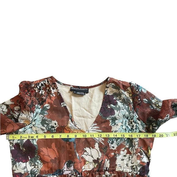 Hemant & Nandita ANTHROPOLOGIE Zeri Brown Floral Tiered Peasant Dress - Picture 14 of 16